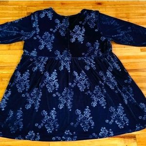 Woman Within Plus 34W Royal Blue Velvet Dress